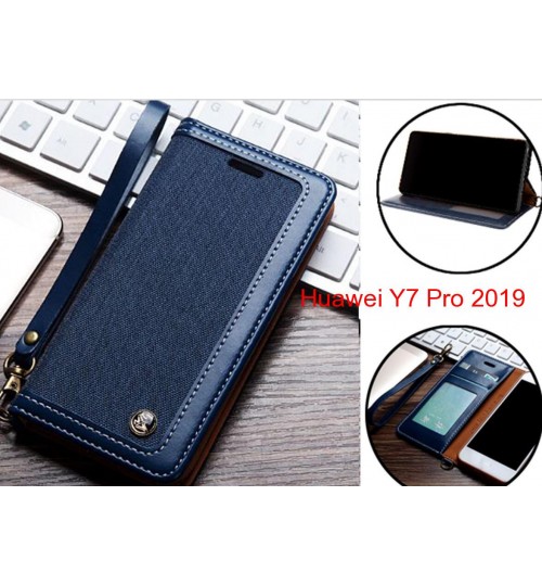 Huawei Y7 Pro 2019 Case Wallet Denim Leather Case - Dark Blue