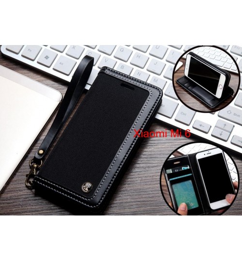 Xiaomi Mi 6 Case Wallet Denim Leather Case - Black