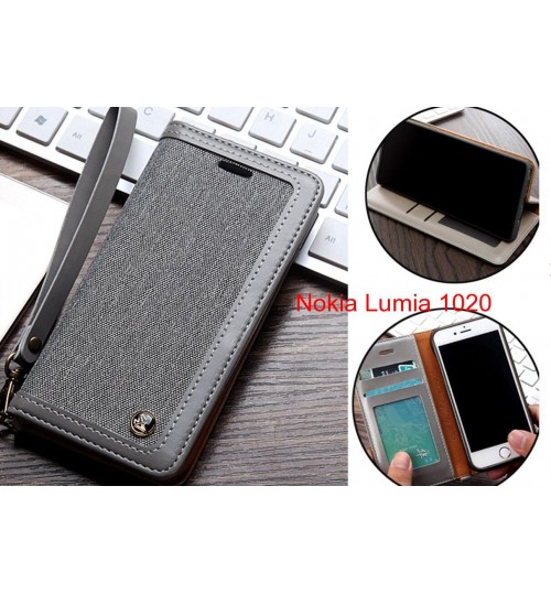 Nokia Lumia 1020 Case Wallet Denim Leather Case - Silver