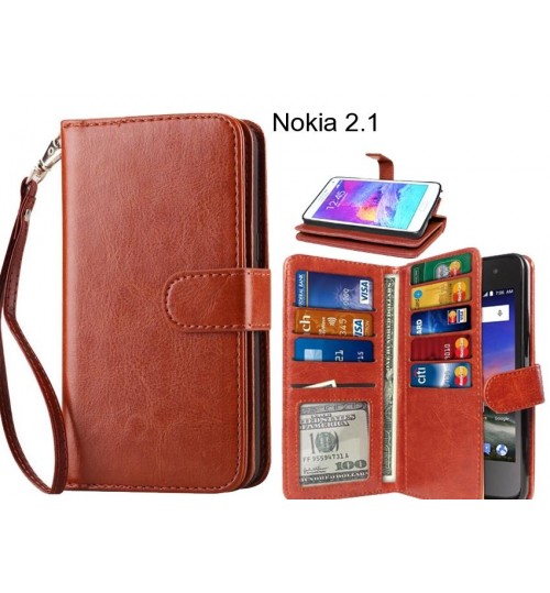 Nokia 2.1 case Double Wallet leather case 9 Card Slots