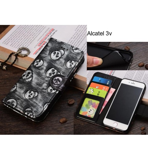 Alcatel 3v  case Leather Wallet Case Cover