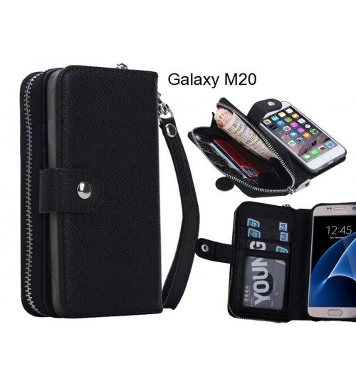 Galaxy M20 Case Coin Wallet Case Full Wallet Leather Case - Black