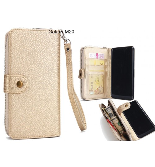 Galaxy M20 Case Coin Wallet Case Full Wallet Leather Case - Gold