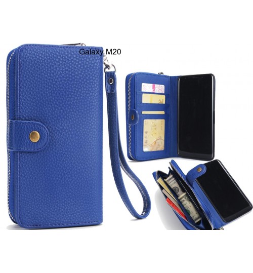 Galaxy M20 Case Coin Wallet Case Full Wallet Leather Case - Dark Blue