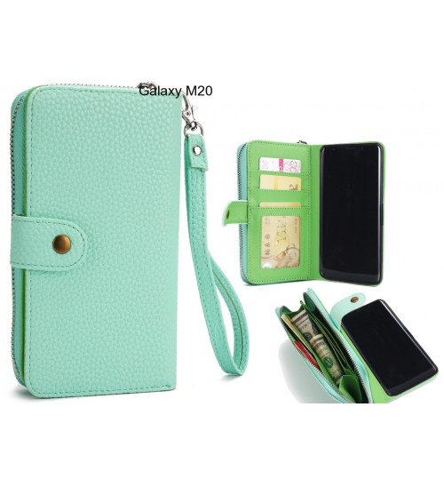 Galaxy M20 Case Coin Wallet Case Full Wallet Leather Case - Green
