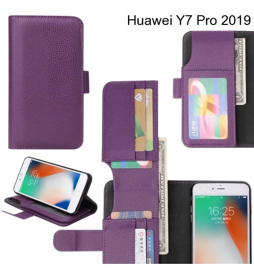Huawei Y7 Pro 2019 Case Leather Wallet Case Cover - Purple