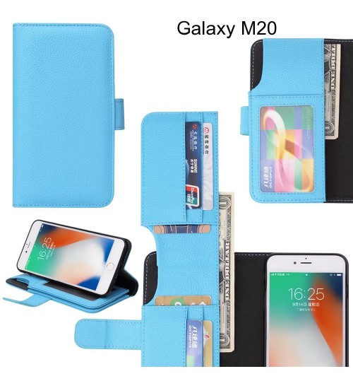 Galaxy M20 Case Leather Wallet Case Cover - Blue
