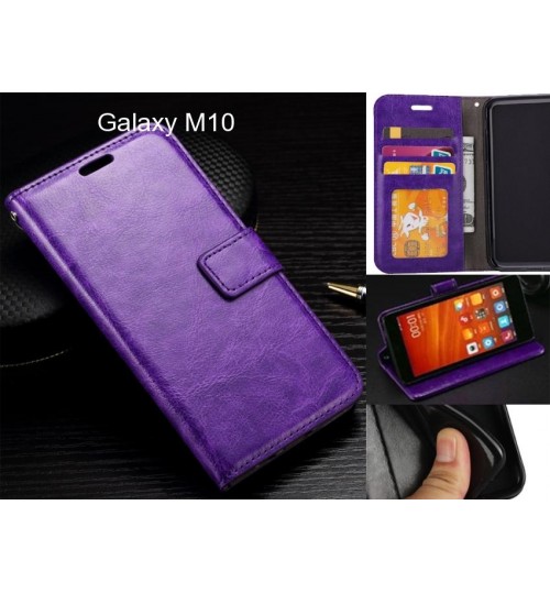 Galaxy M10 Case Fine Leather Wallet Case - Purple