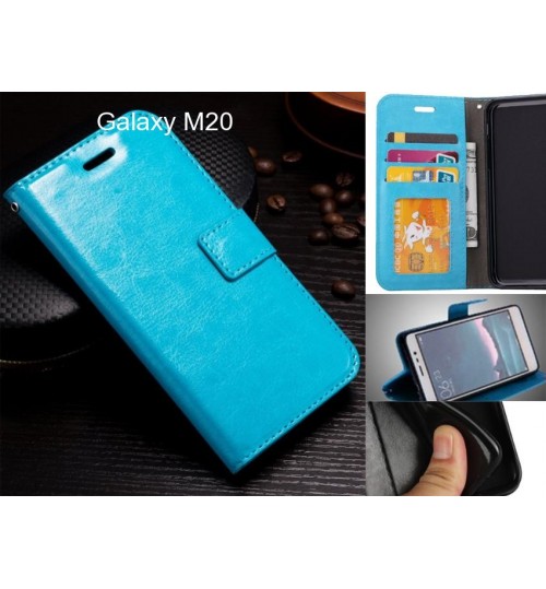 Galaxy M20 Case Fine Leather Wallet Case - Blue