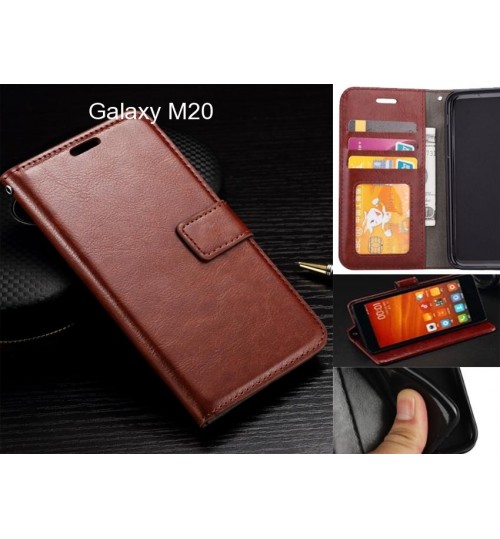 Galaxy M20 Case Fine Leather Wallet Case - Brown