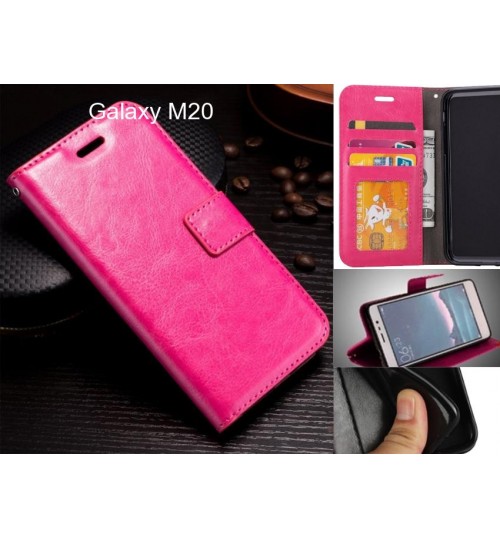 Galaxy M20 Case Fine Leather Wallet Case - Hot Pink