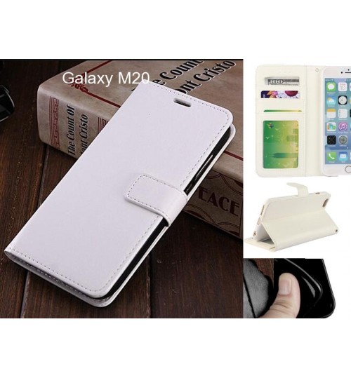 Galaxy M20 Case Fine Leather Wallet Case - White