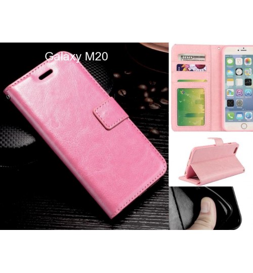 Galaxy M20 Case Fine Leather Wallet Case - Pink