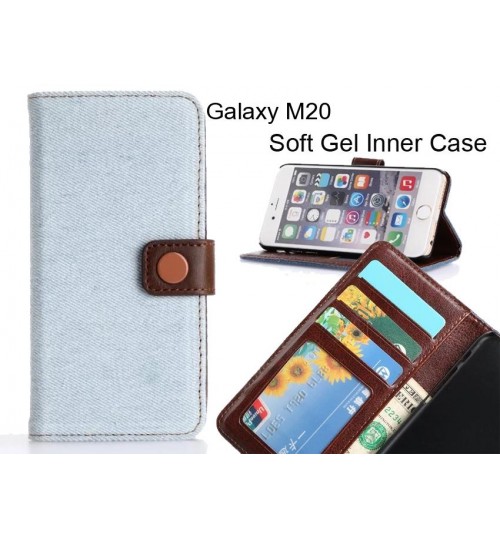 Galaxy M20  Case Ultra Slim Retro Jeans Wallet Case - Blue