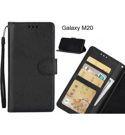 Galaxy M20  Case Silk Texture Leather Wallet Case - Black