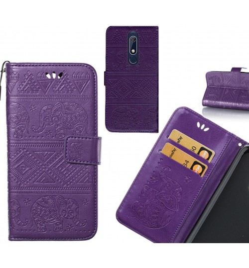 Nokia 5.1 case Wallet Leather flip case Embossed Elephant Pattern