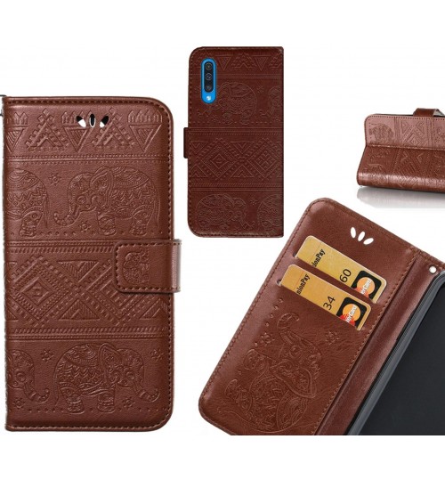 Galaxy A50 case Wallet Leather flip case Embossed Elephant Pattern