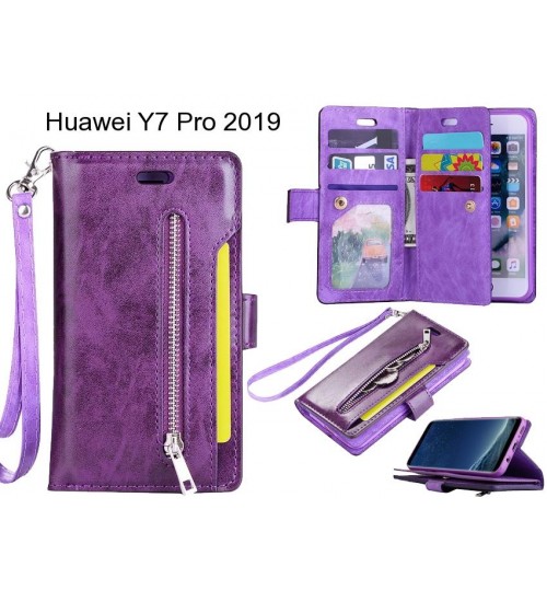 Huawei Y7 Pro 2019 case 10 cards slots wallet leather case with zip