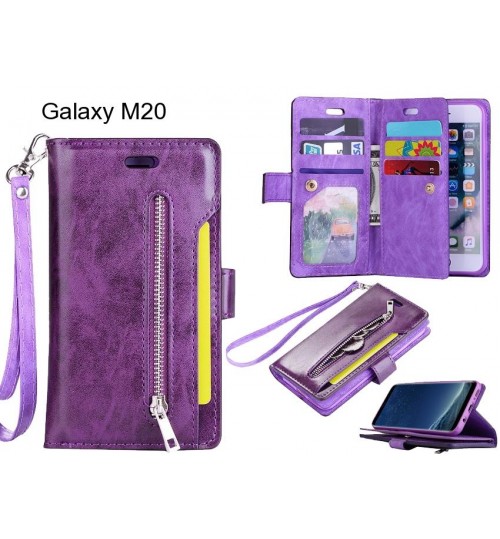 Galaxy M20 Case 10 Cards Slots Wallet Leather Case With Zip - Purple