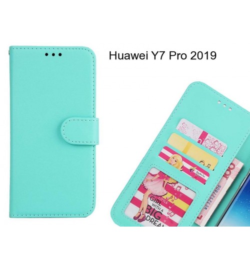 Huawei Y7 Pro 2019  Case Magnetic Flip Leather Wallet Case - Green