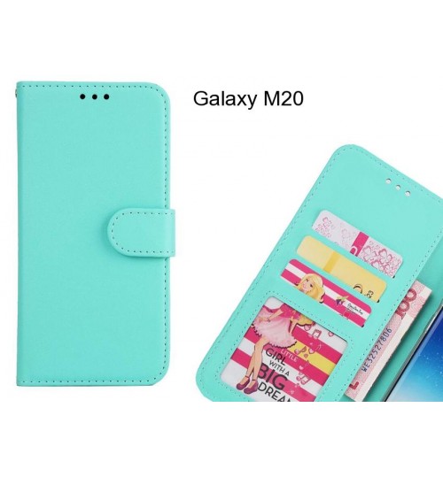 Galaxy M20  Case Magnetic Flip Leather Wallet Case - Green