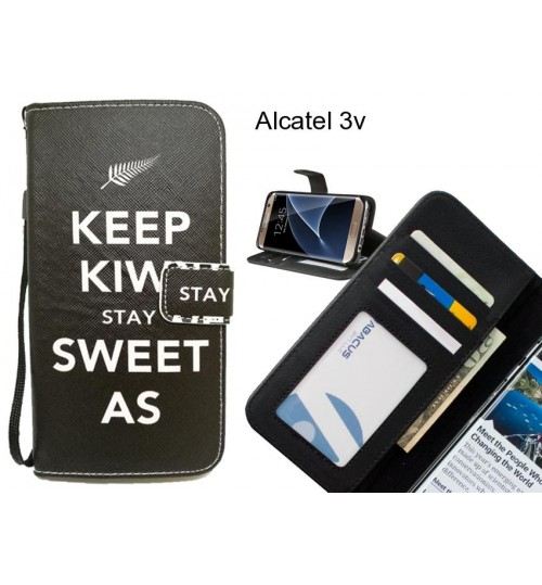 Alcatel 3v case 3 card leather wallet case printed ID