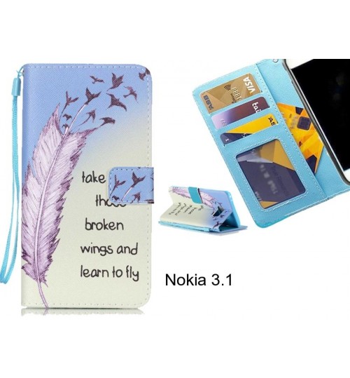 Nokia 3.1 case 3 card leather wallet case printed ID