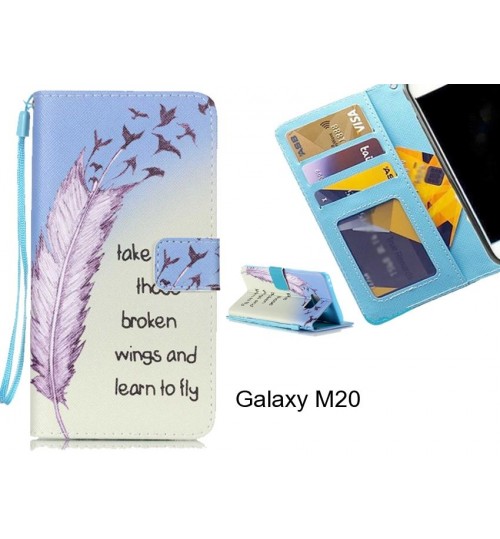 Galaxy M20 case 3 card leather wallet case printed ID