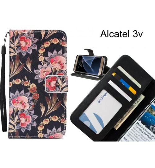 Alcatel 3v case 3 card leather wallet case printed ID