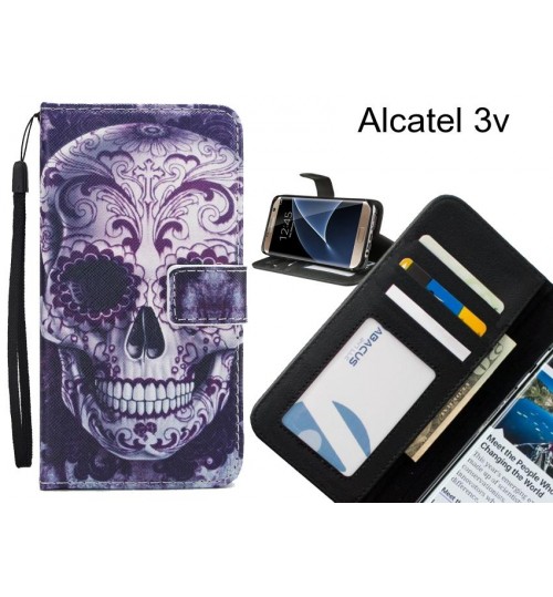 Alcatel 3v case 3 card leather wallet case printed ID