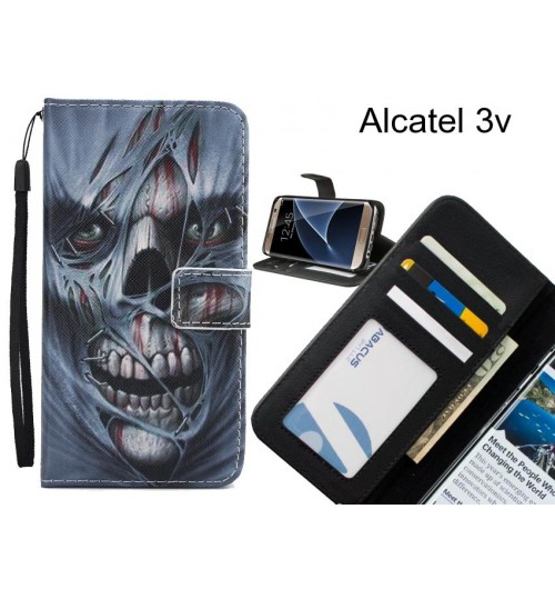 Alcatel 3v case 3 card leather wallet case printed ID