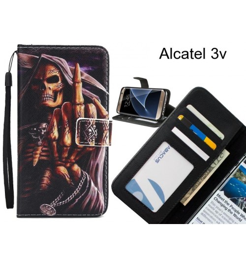 Alcatel 3v case 3 card leather wallet case printed ID