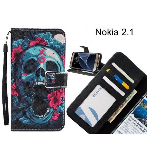 Nokia 2.1 case 3 card leather wallet case printed ID