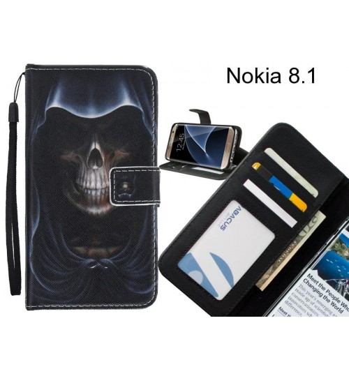 Nokia 8.1 case 3 card leather wallet case printed ID