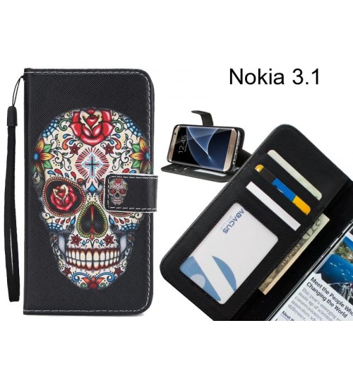 Nokia 3.1 case 3 card leather wallet case printed ID