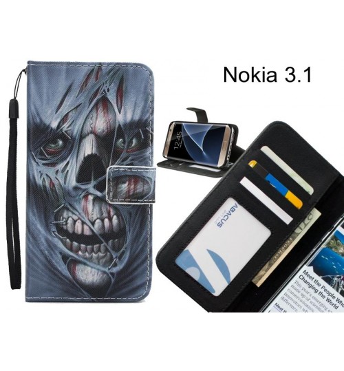 Nokia 3.1 case 3 card leather wallet case printed ID