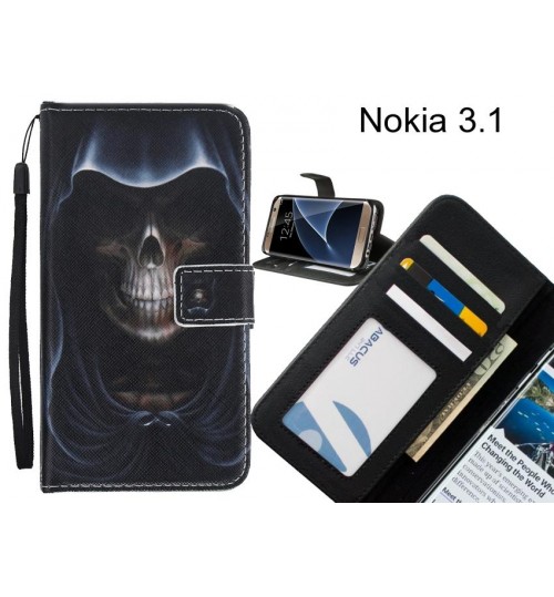 Nokia 3.1 case 3 card leather wallet case printed ID