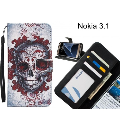 Nokia 3.1 case 3 card leather wallet case printed ID