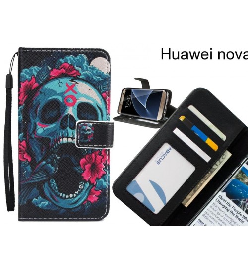 Huawei nova 4 case 3 card leather wallet case printed ID