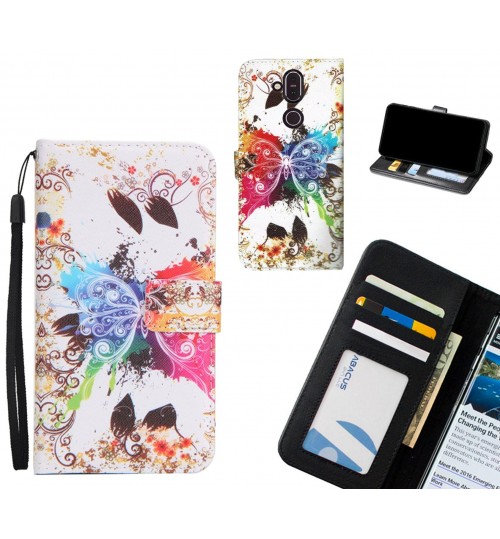 Nokia 8.1 case 3 card leather wallet case printed ID