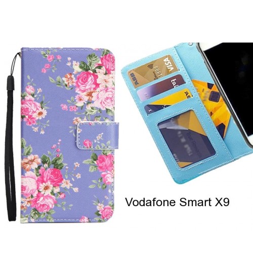 Vodafone Smart X9 case 3 card leather wallet case printed ID