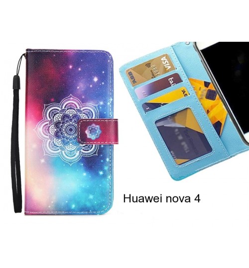 Huawei nova 4 case 3 card leather wallet case printed ID