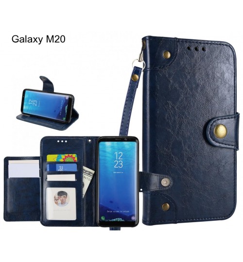 Galaxy M20  Case Executive Multi Card Wallet Leather Case - Blue