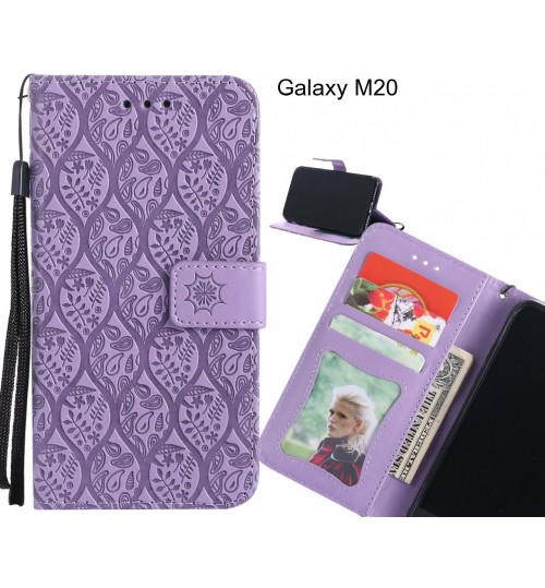 Galaxy M20 Case Leather Wallet Case embossed sunflower pattern