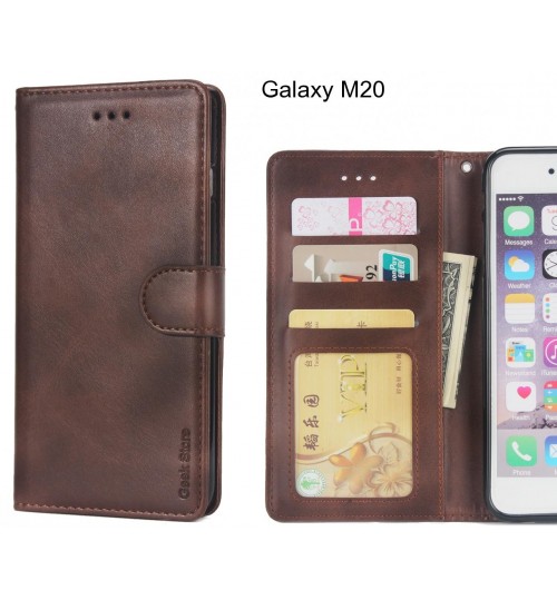 Galaxy M20 Case Executive Leather Wallet Case - Brown