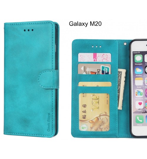 Galaxy M20 Case Executive Leather Wallet Case - Green