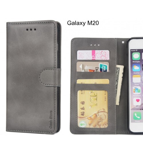Galaxy M20 Case Executive Leather Wallet Case - Grey