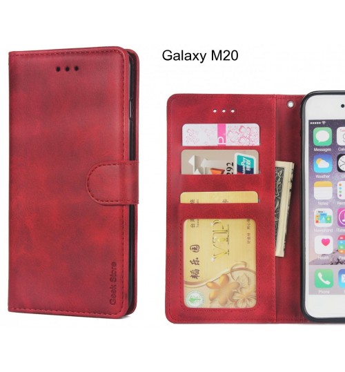 Galaxy M20 Case Executive Leather Wallet Case - Red