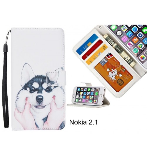 Nokia 2.1 case 3 card leather wallet case printed ID