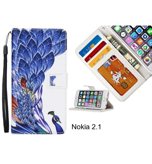 Nokia 2.1 case 3 card leather wallet case printed ID